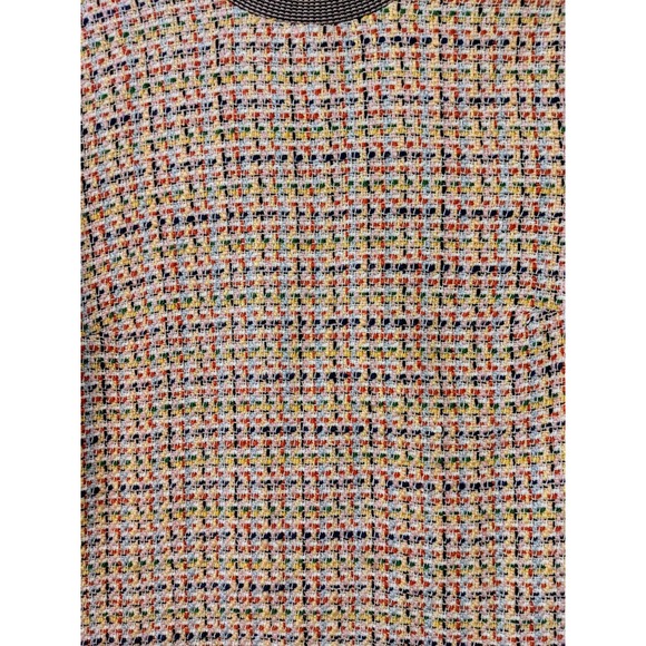 Zara Woman Woven Top Sz XS Pink Multicolor Contrast Trim Fringe Tweed - Picture 8 of 8